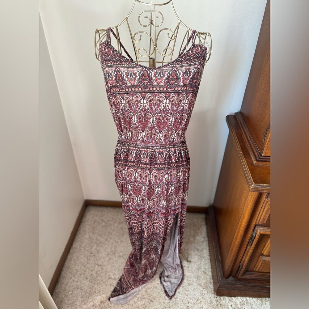 American Eagle Soft & Sexy Paisley Print Long Dress Side Slit Size M